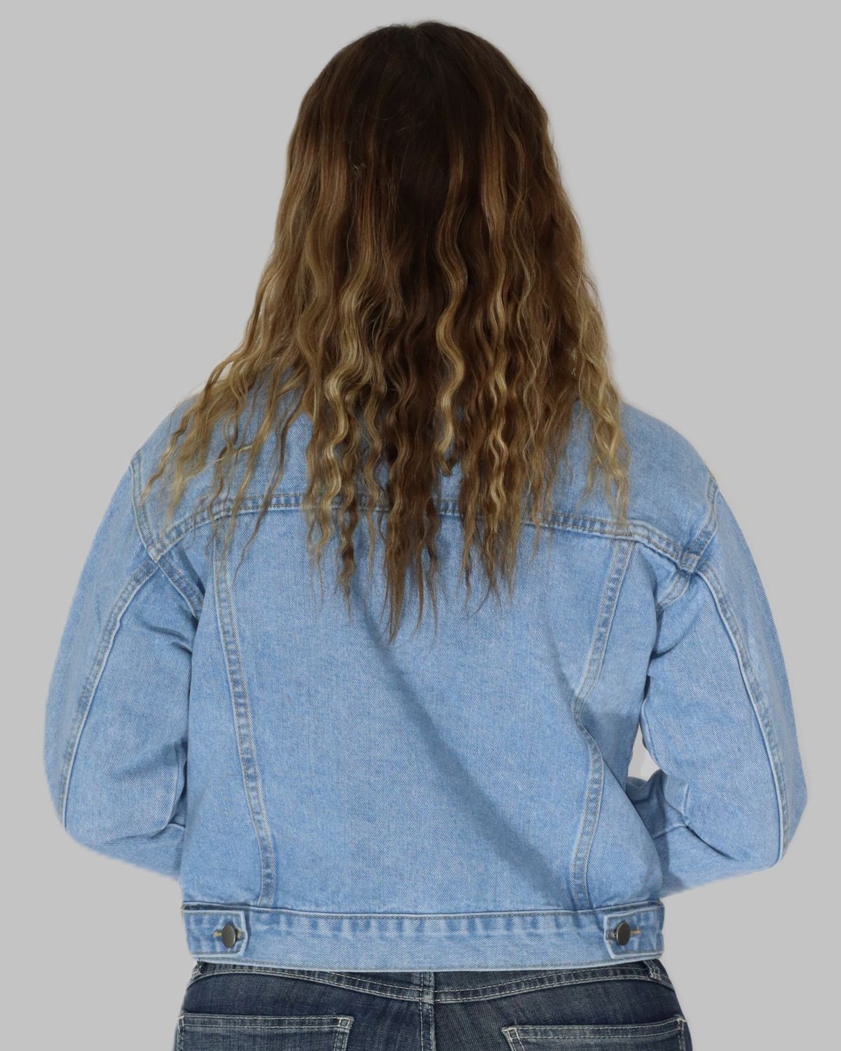 Light Blue Cropped Denim Jacket - Image 3
